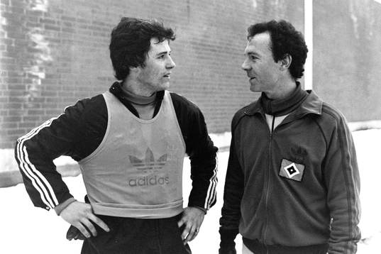 Glenn Hysén och hamburgs tränare Franz Beckenbauer