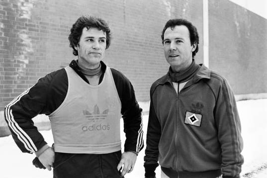 Glenn Hysén och hamburgs tränare Franz Beckenbauer