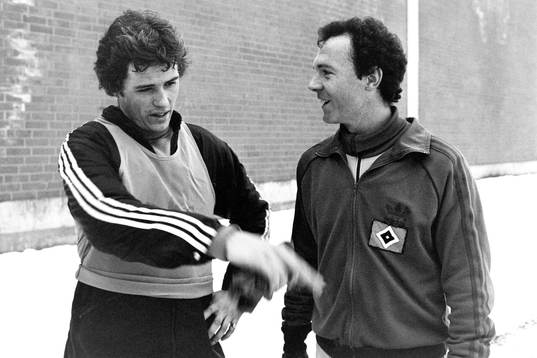 Glenn Hysén och hamburgs tränare Franz Beckenbauer