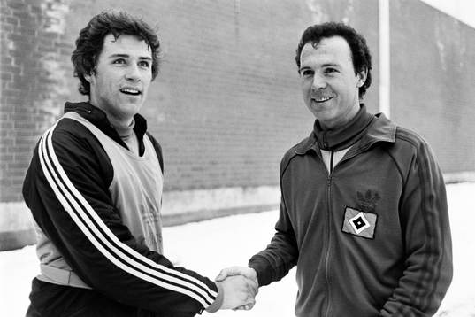 Glenn Hysén och hamburgs tränare Franz Beckenbauer