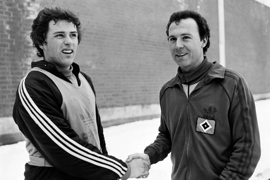 Glenn Hysén och hamburgs tränare Franz Beckenbauer