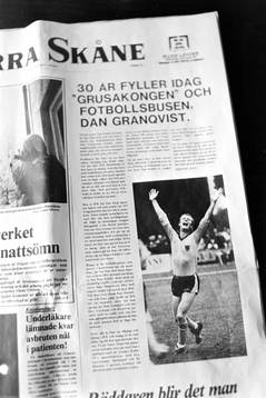 Tidningsurklipp från Norra Skåne när Dan Granqvist