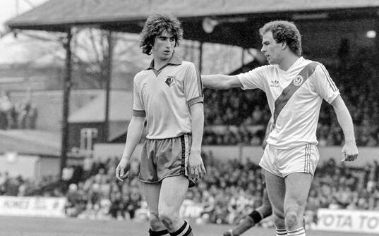 Watfords Nigel Callaghan and Paul Hinshelwood of Crystal