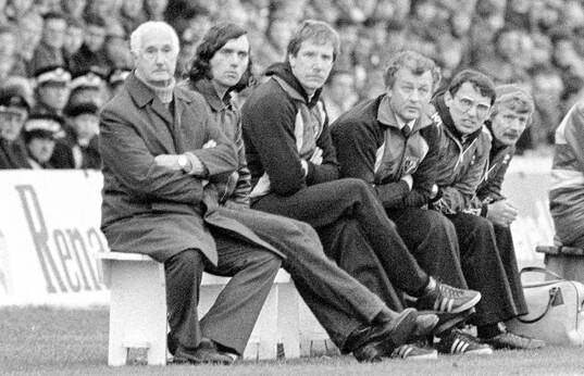Watfords bench with manager Graham Taylor (2nd right)
