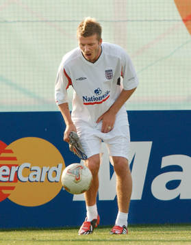 Fotboll, VM, England, David Beckham på dagens träning