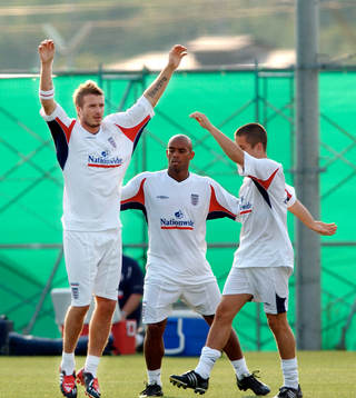 Fotboll, VM, England, David Beckham på dagens träning