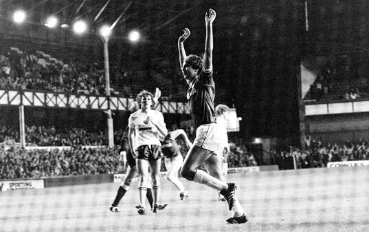 Evertons Grame Sharp celebrates