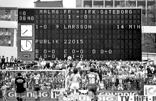 Resultattavlan på Malmö Stadion