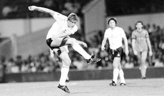 Glenn Hoddle of Tottenham shoots