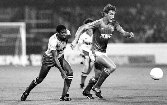 John Barnes of Watford and Terry Butcher of Ipswich