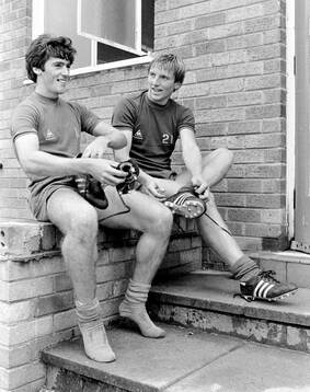 Alan Irvine and Gary Stevens of Everton