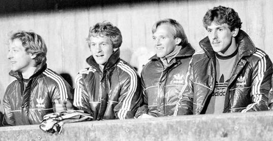 Jürgen Klinsmann and Dan Corneliusson of Stuttgart