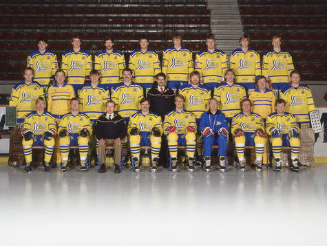 Players and team staff of Sweden pose for a team photo