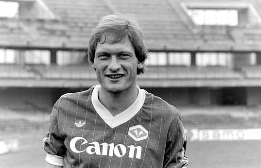 New signing Preben Elkjaer at stadium
