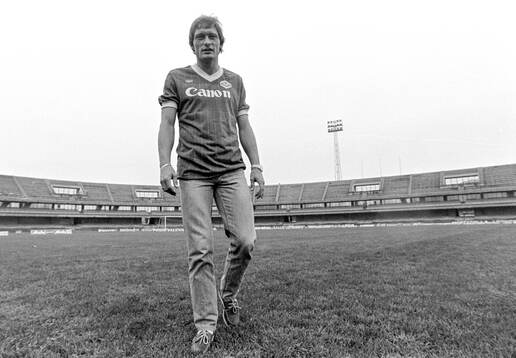 New signing Preben Elkjaer at stadium