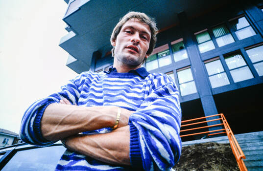 Preben Elkjaer outside stadium