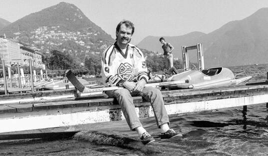 Mats Waltin of HC Lugano at Lake Lugano