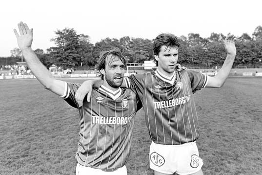 Trelleborgs målskyttar Benny Mårtensson 2 och Benny