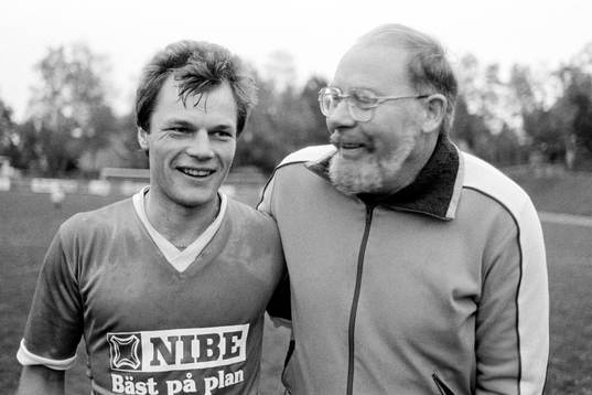 Nils-Olof Petersson och Kaj Gummesson, tränare i Markaryd