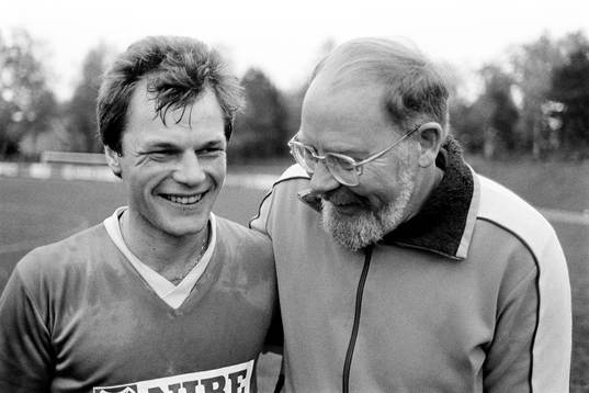 Nils-Olof Petersson och Kaj Gummesson, tränare i Markaryd