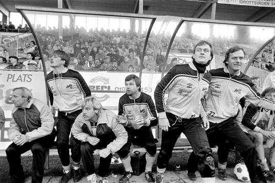 Göran Edvinsson. tränare och Åke Doverlind jublar