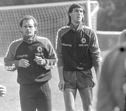 Milans english players Ray Wilkins and Mark Hateley