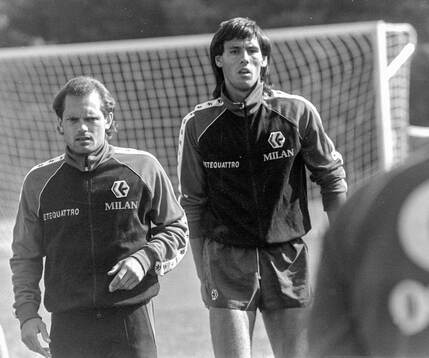Milans english players Ray Wilkins and Mark Hateley
