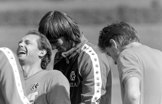 Ray Wilkins and Mark Hateley of Milan