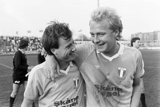 Malmös målskyttar Ingemar Erlandsson och Mats Magnusson