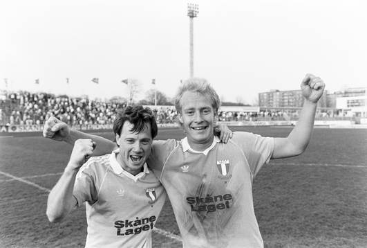 Malmös målskyttar Ingemar Erlandsson och Mats Magnusson