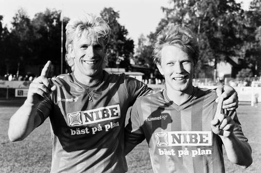 Markaryds målskyttar Per Åke Antonsson och Lars-Olof