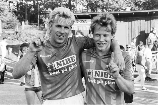 Markaryds målskyttar Per Åke Antonsson och Lars-Olof