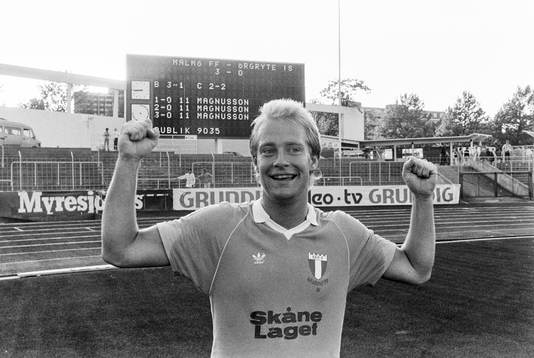 Malmös matchhjälte och tremålsskytt Mats Magnusson jublar
