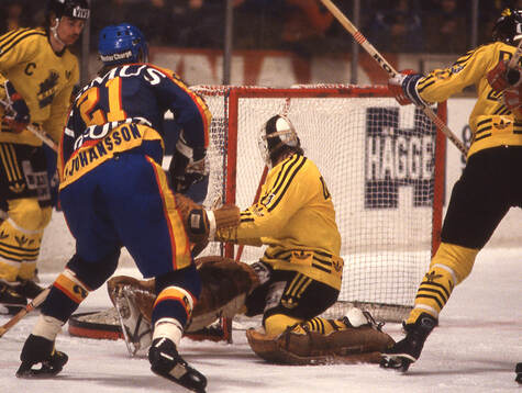 Goaltender Pelle Lindbergh of AIK in Elitserien in