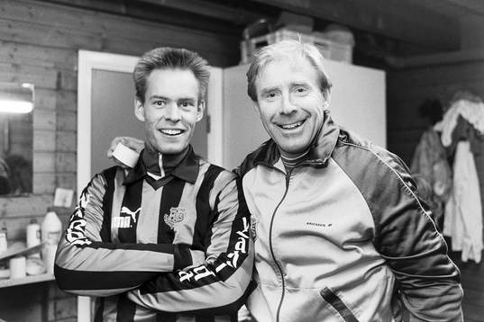 Bo Falk, tränare i Gais till höger
