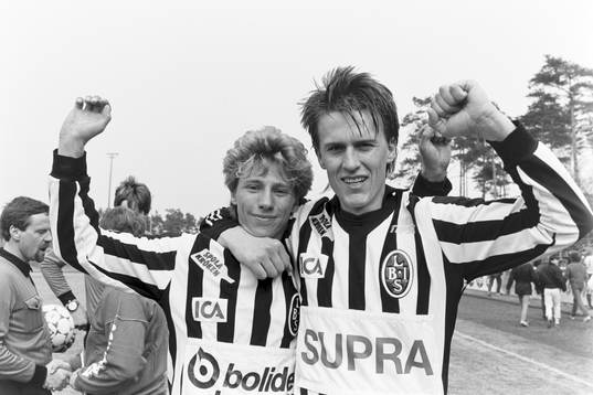Landskronas målskyttar Mikael Hjälte och Thomas