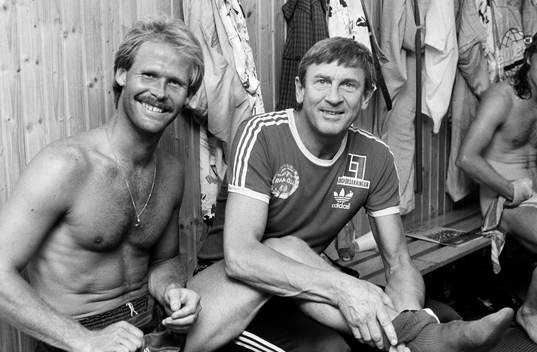 Sven-Åke Landgren och Rolf Svensson, tränare i Helsingborg