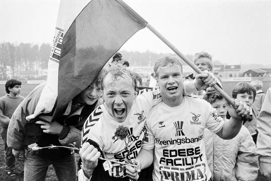 Bromöllas målskyttar Paul Berner och Göran Sundholm