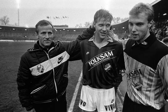 Rolf Zetterlund, tränare, Mats Olausson och Bernt Ljung,