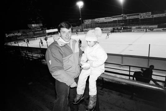 Anders Kallur, tränare, Bruneck-Brunico med dotter