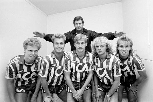 Gunder Bengtsson tränare bakom fr.v Pär Millqvist, Lars