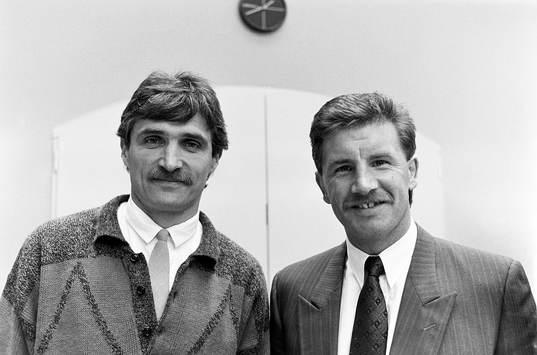 Marek Skurczynski, tränare i Trelleborg och Stuart Baxter,