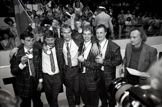 Världsmästarna Håkan Loob, Peter Lindmark, Thomas