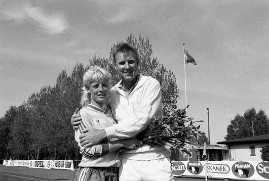 Anna Svenjeby, matchens lirare och Ulf Lyfors,