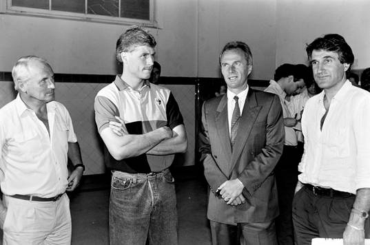 Kurt Hamrin, Glenn Hysén, Sven-Göran Eriksson och Sergio
