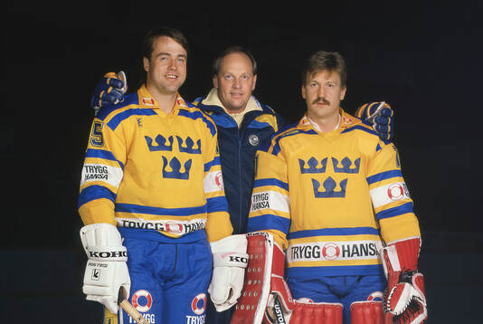 Kent Nilsson, head coach Tommy Sandlin and Goaltender Peter