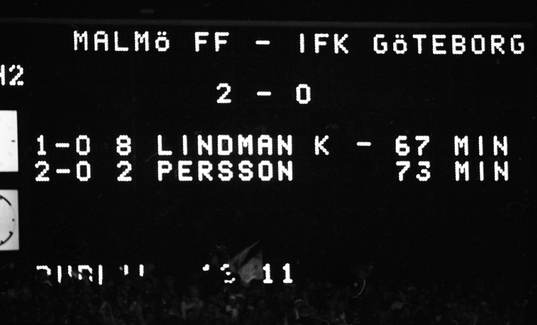Resultattavlan på Malmö Stadion i SM-Finalen mellan