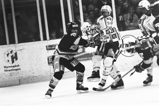 Skellefteås Niklas Mannberg stoppar rögles Roger Hansson