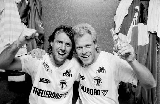 Trelleborgs målskyttar Benny Mårtensson och Peter