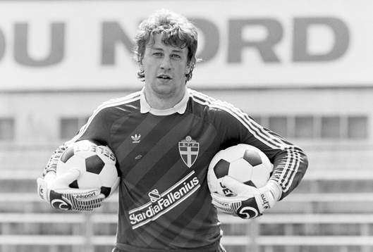 Sven Andersson, målvakt i Sverige på träningen
